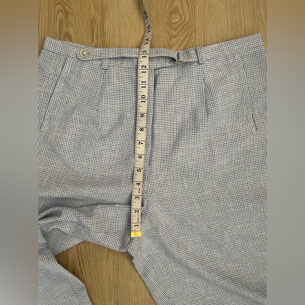 Gingham Tapered Trousers Blue White Sz 14 - Picture 11 of 14